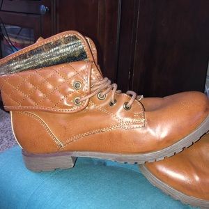 Brown fold over booties